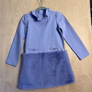 Janie and Jack purple faux fur dress size 6 nwt